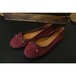 Nordstrom Burgundy London Ballet Flats Dainty Bow Kitten Flat Women's 6
